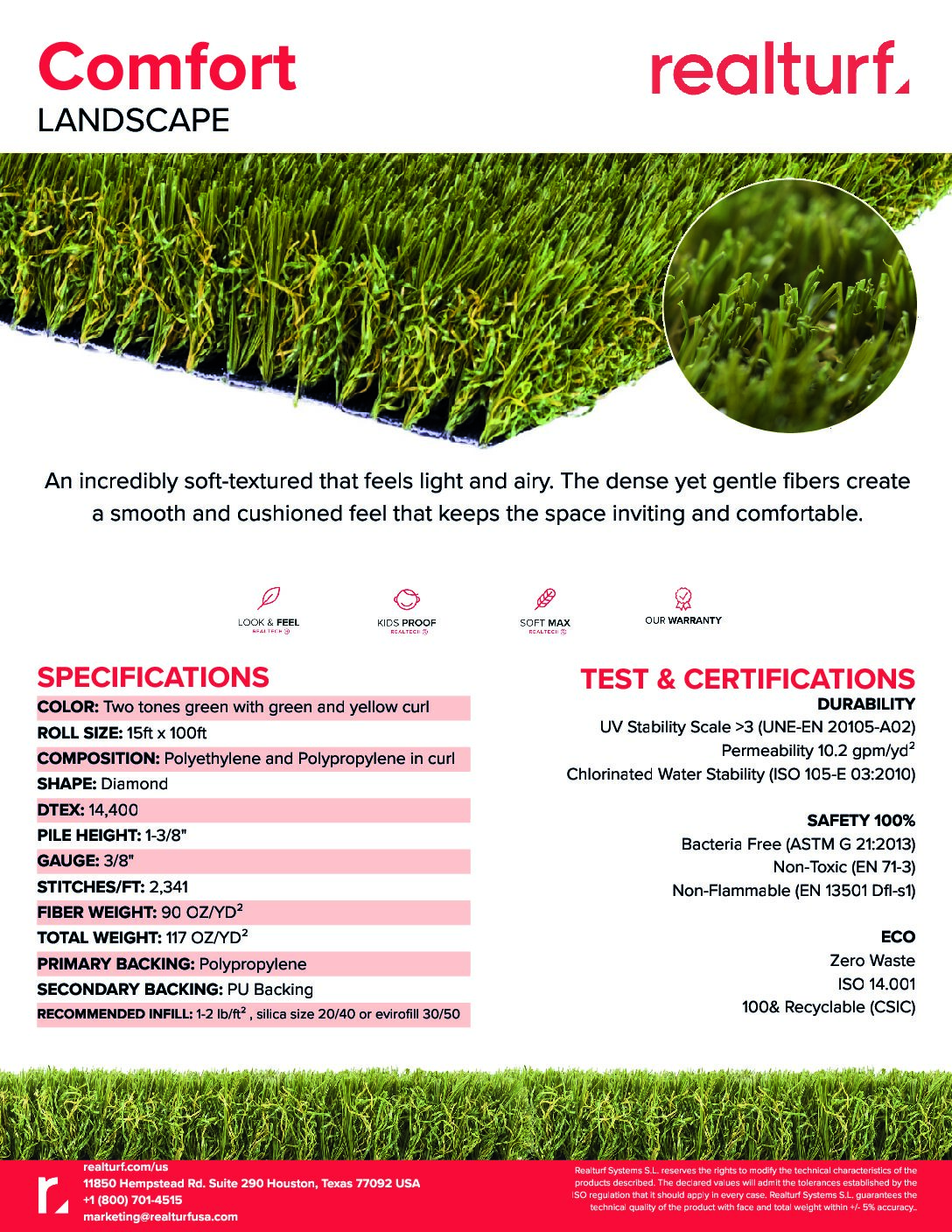Comfort Spec Sheet
