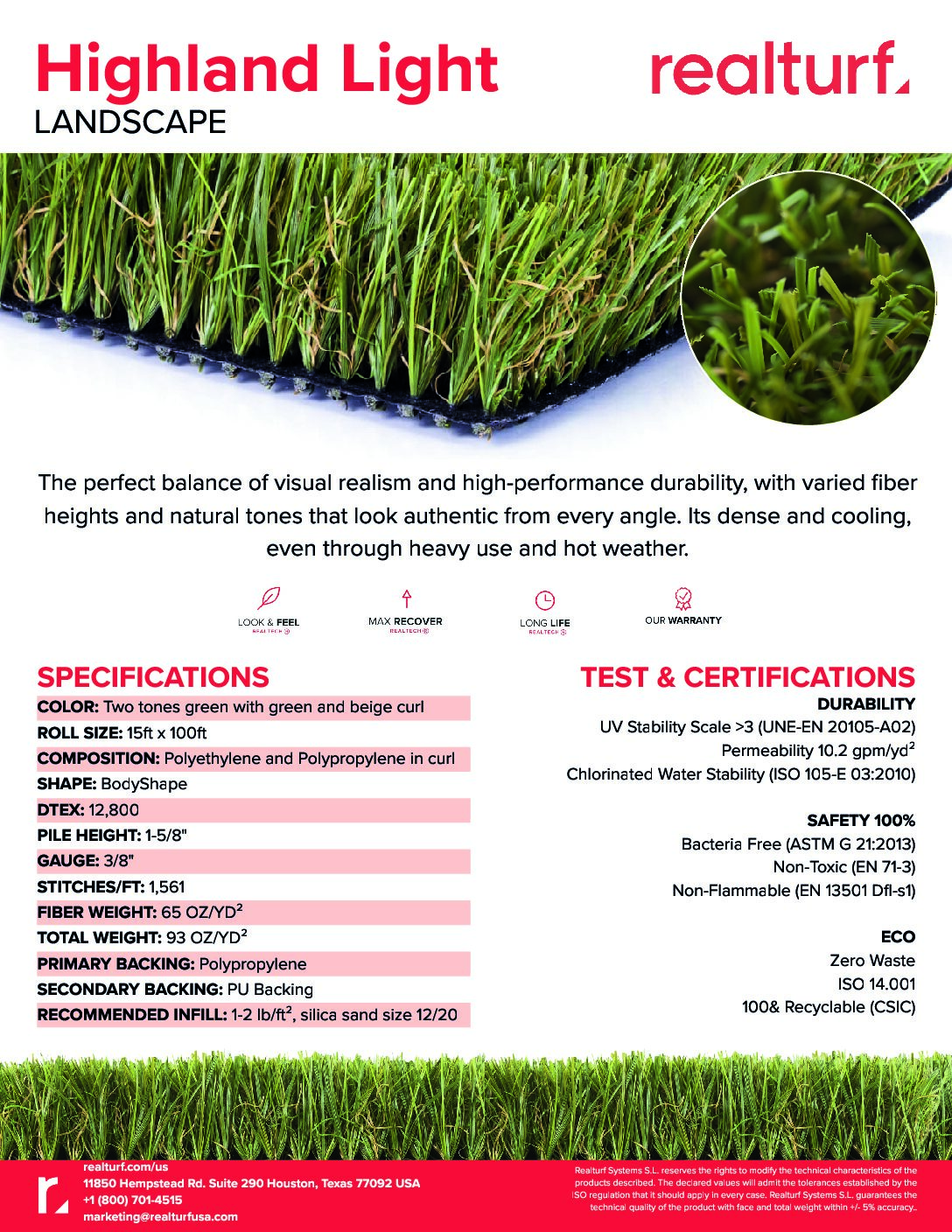 Highland Light Spec Sheet