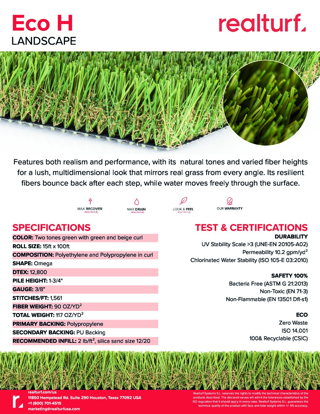 Eco H Spec Sheet