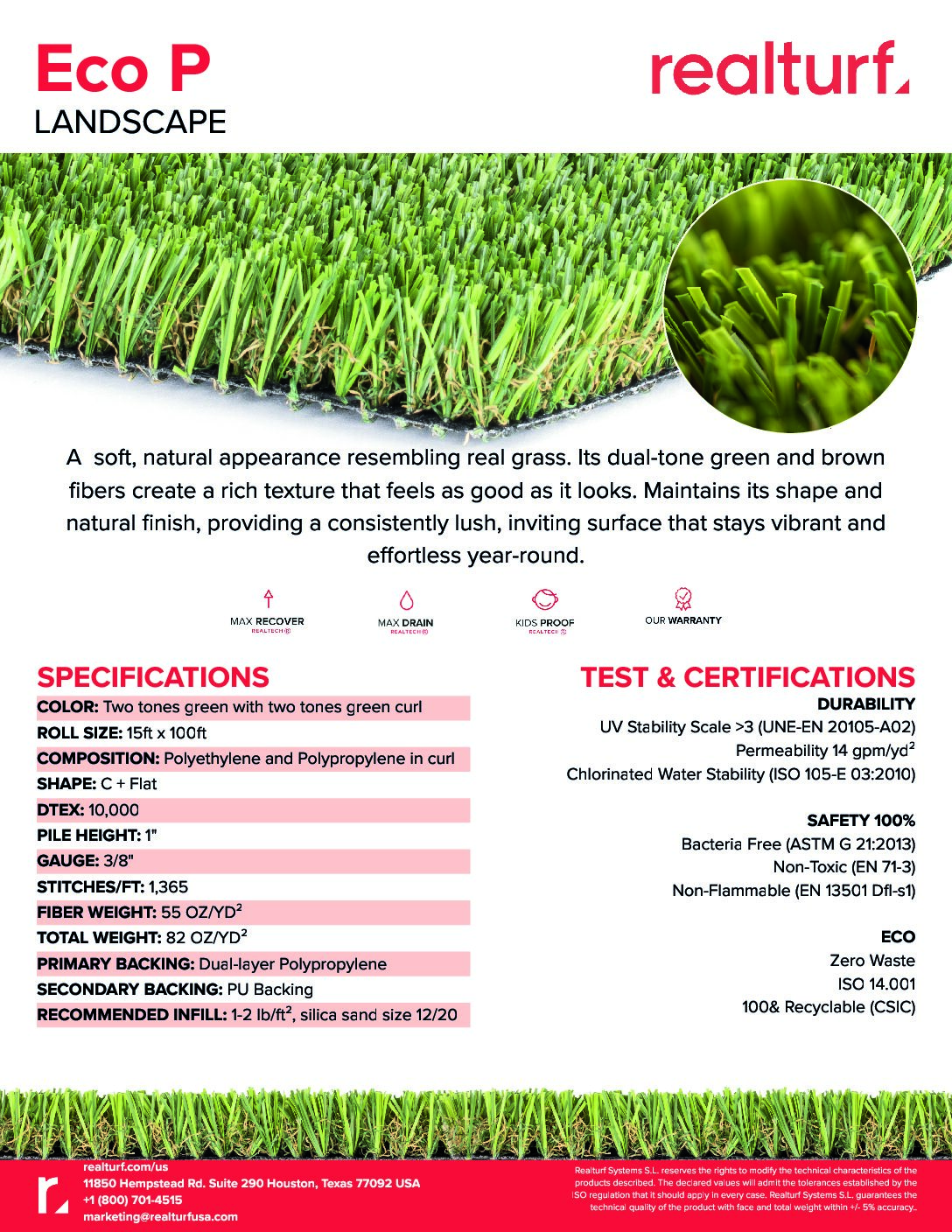 Eco P Spec Sheet