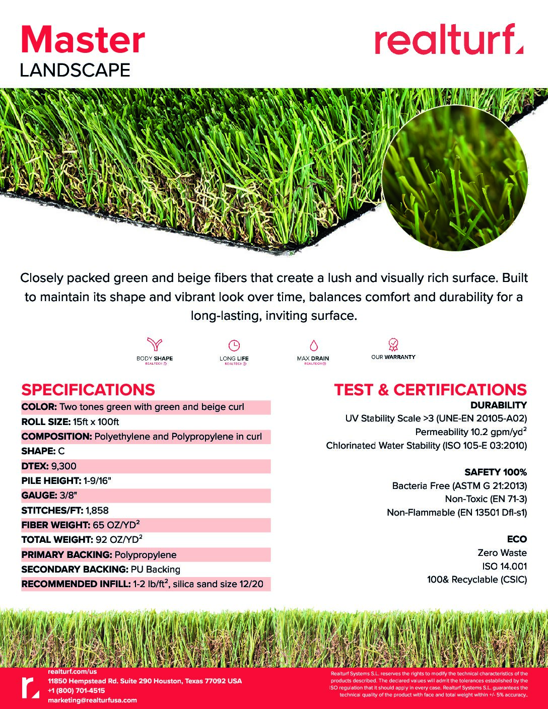 Master Spec Sheet